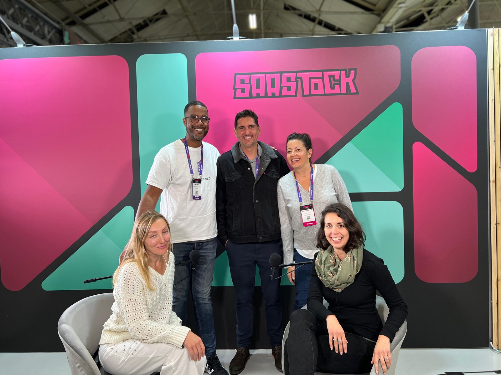 The GrowthMentor crew at the SaaStock podcast booth
