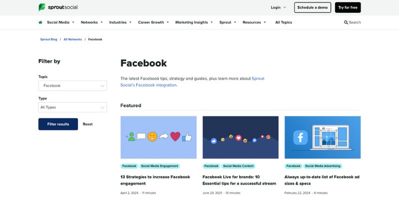 Sprout Social blog homepage