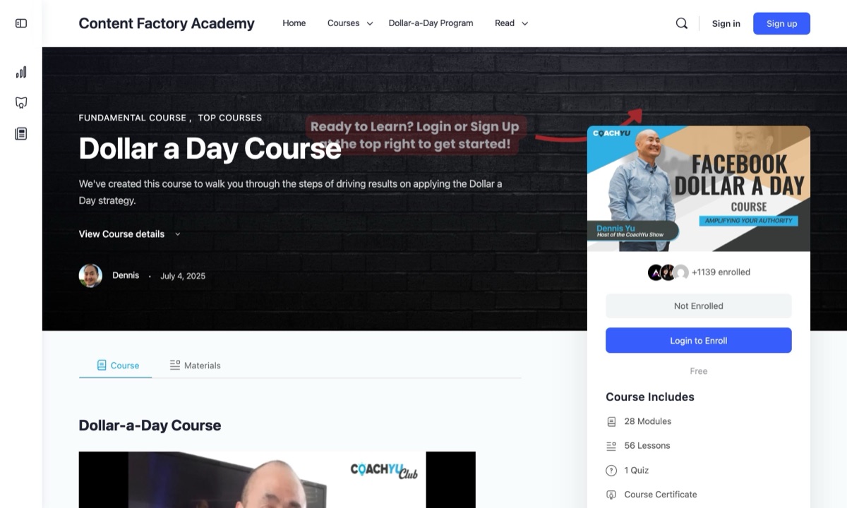 Facebook Ads - Dollar a day course
