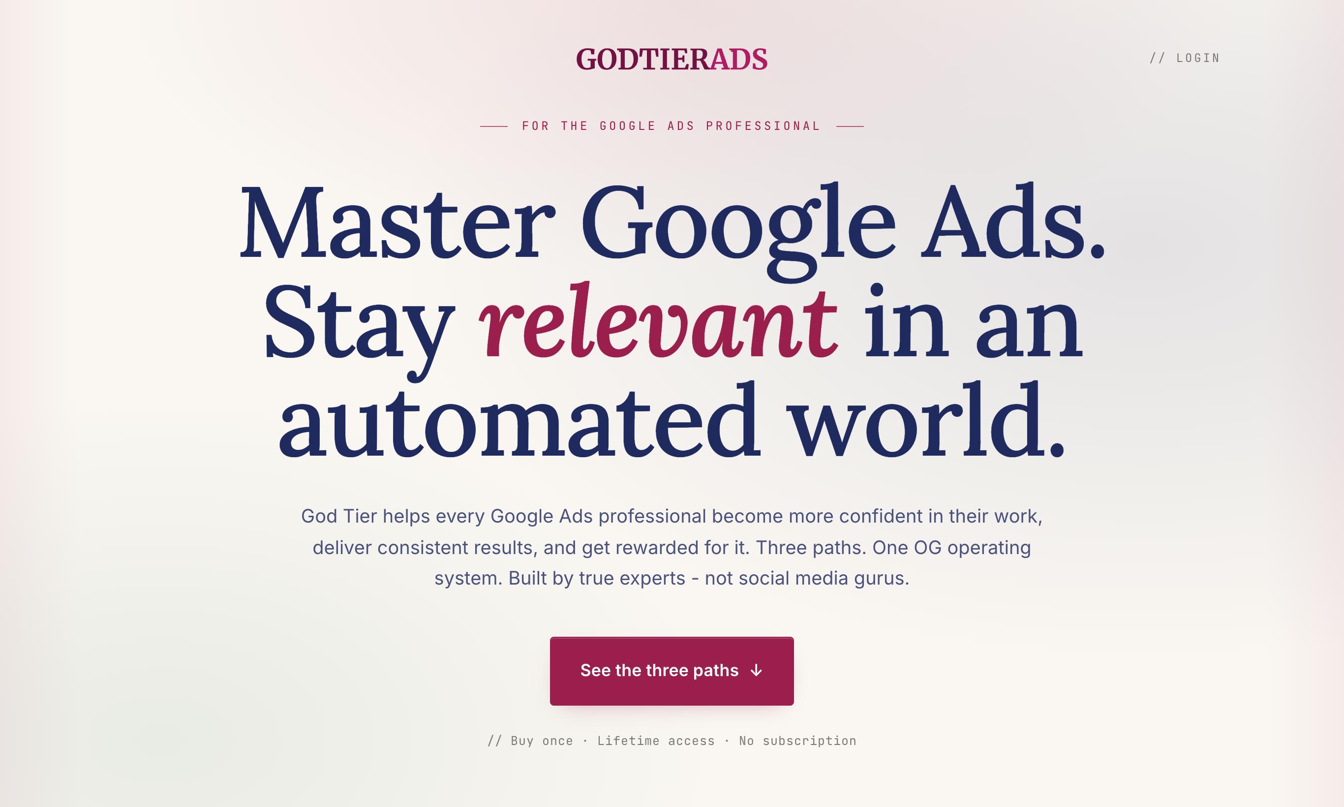 God Tier Ads Google Ads Course 2025