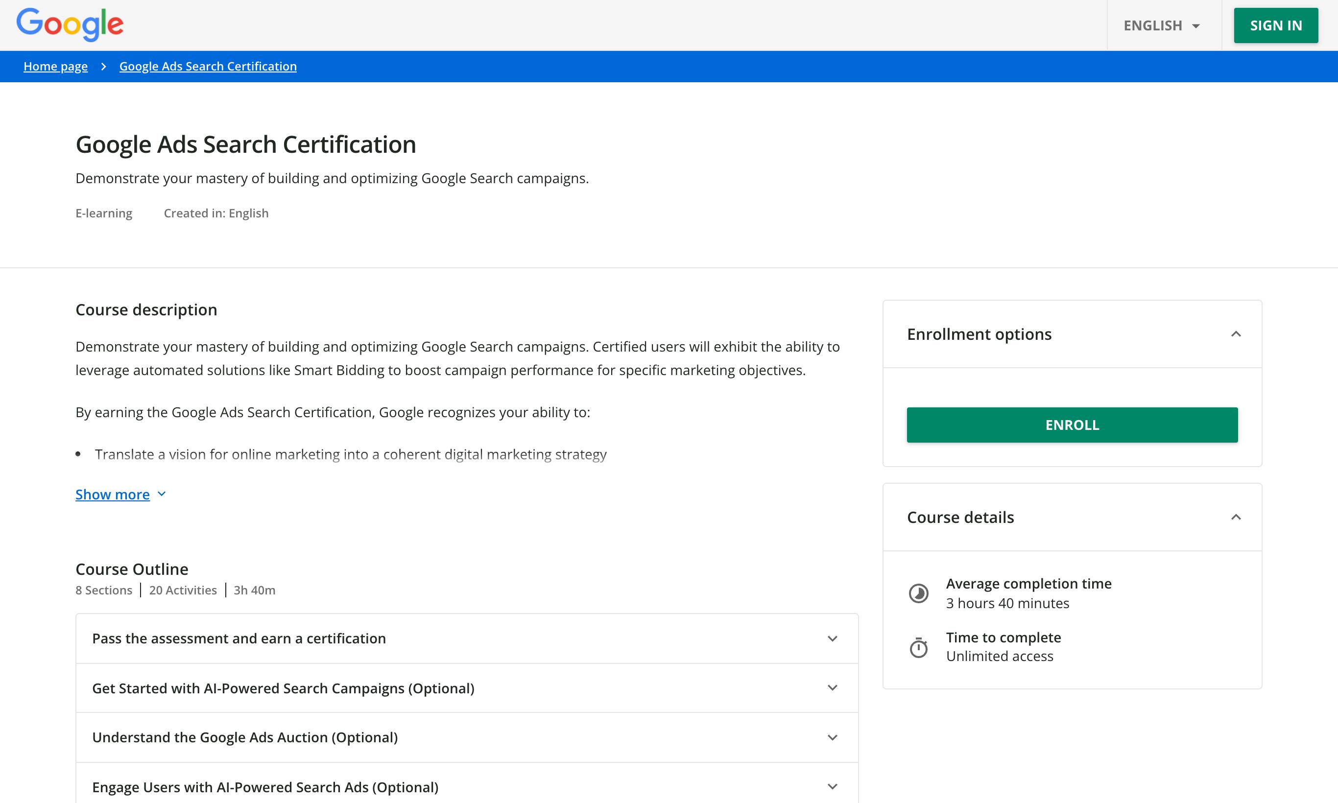 Google Skillshop - Google Ads Search Certification 2025