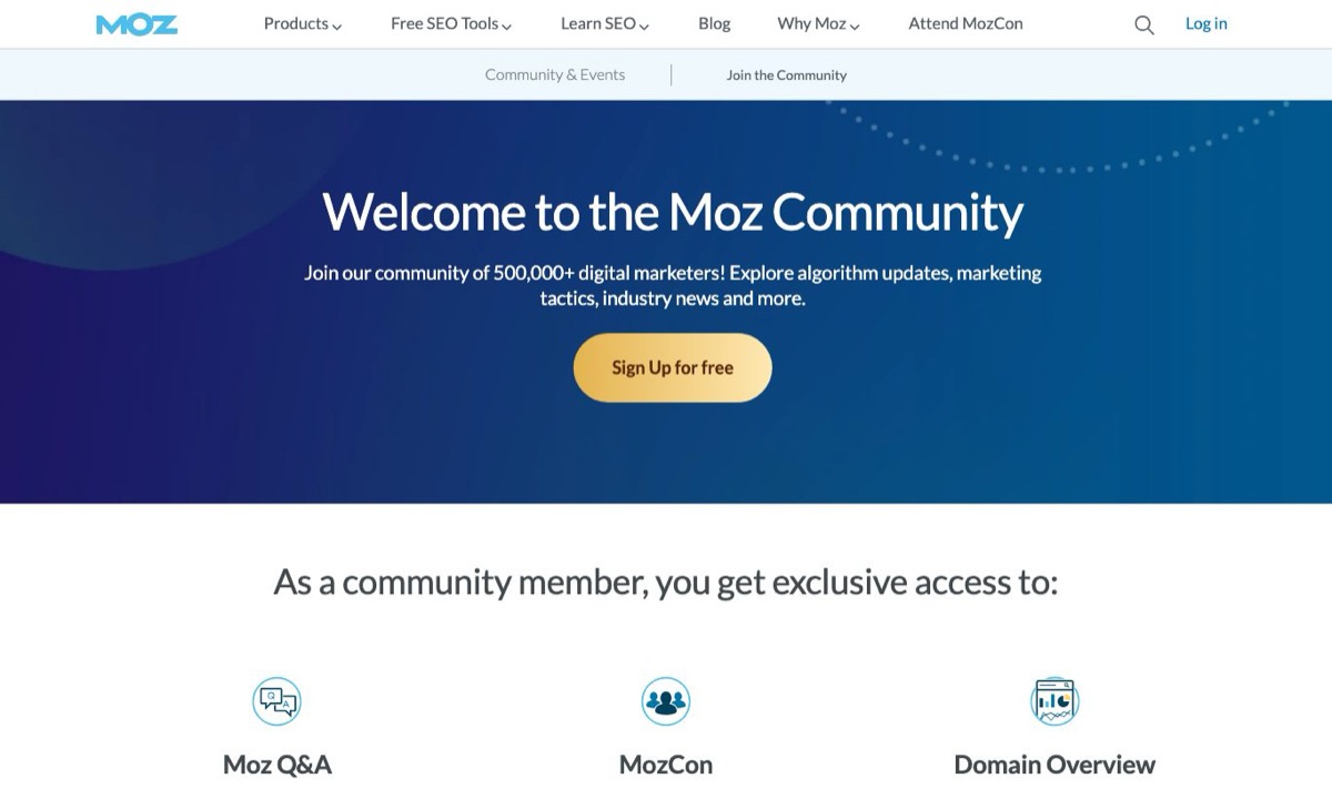 Moz Community page