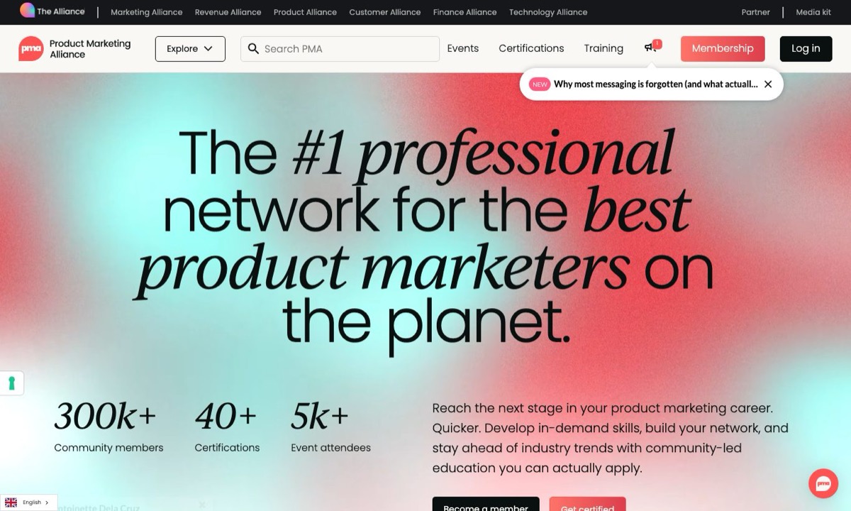 Product Marketing Alliance homepage