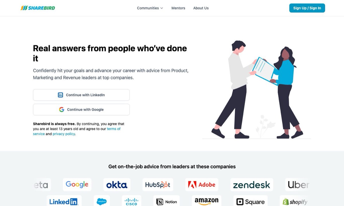 Sharebird homepage