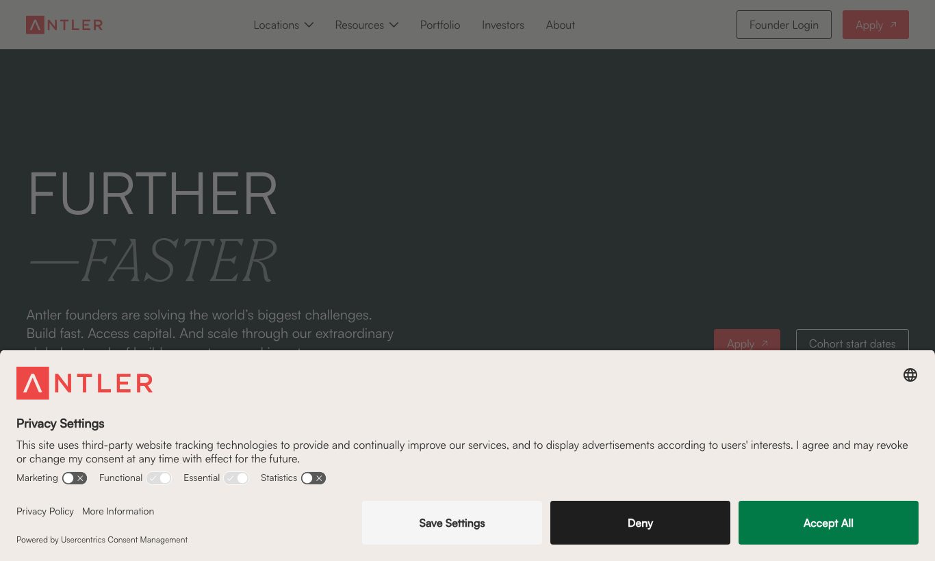 Antler homepage