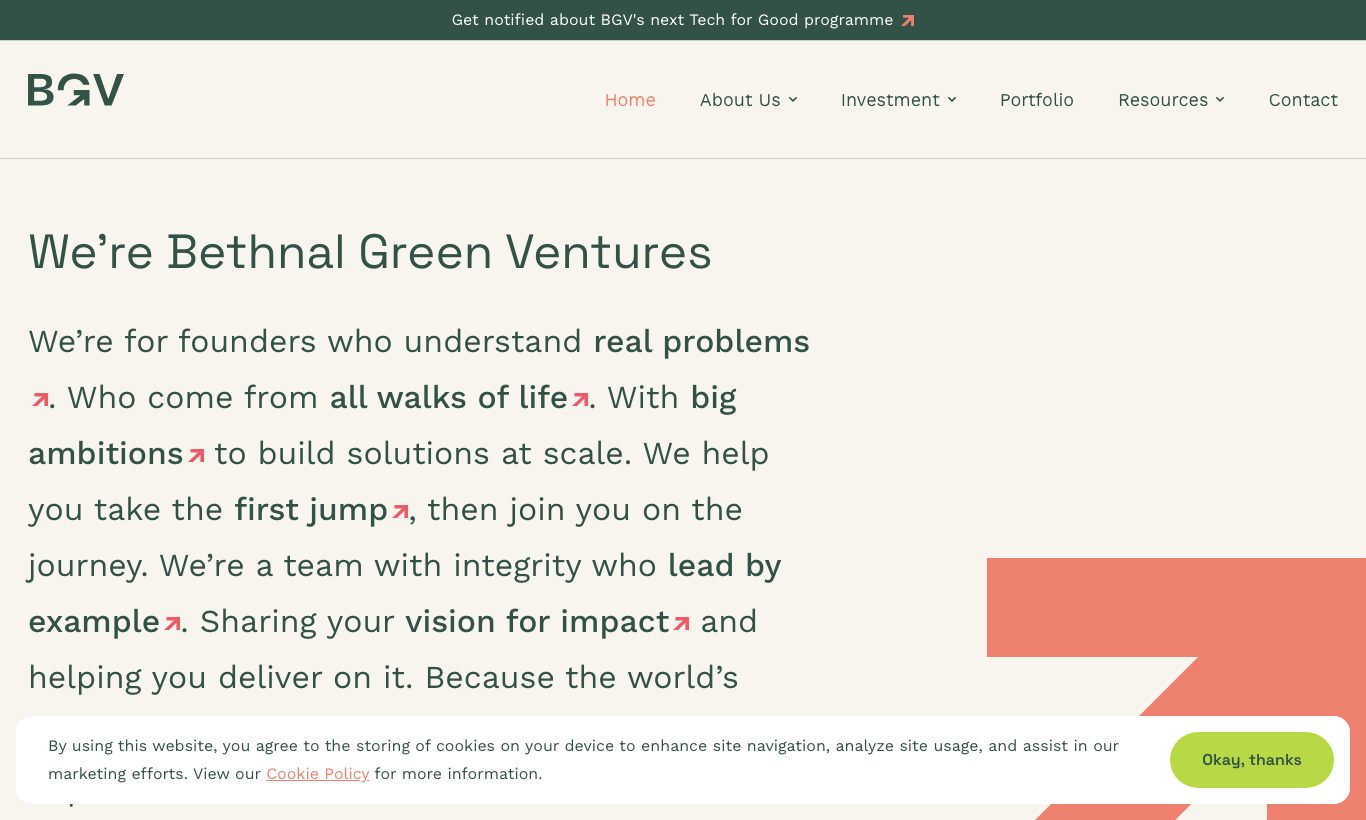 Bethnal Green Ventures homepage