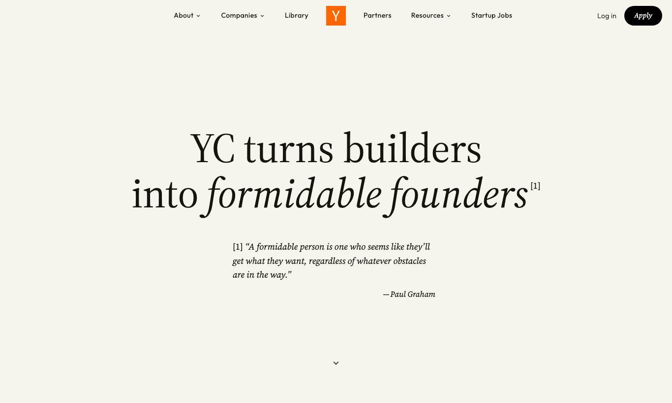 Y Combinator homepage