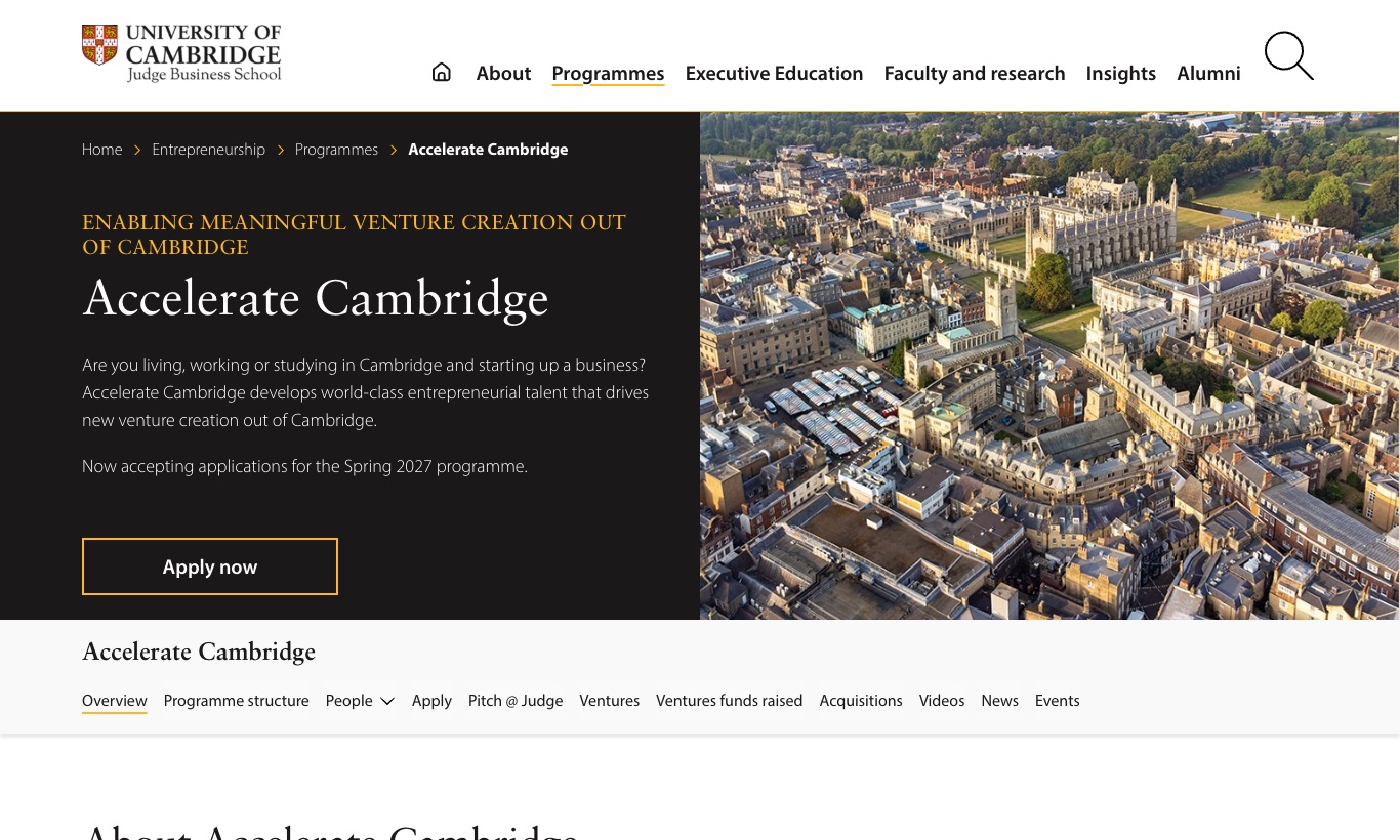 Accelerate Cambridge website, September 2026