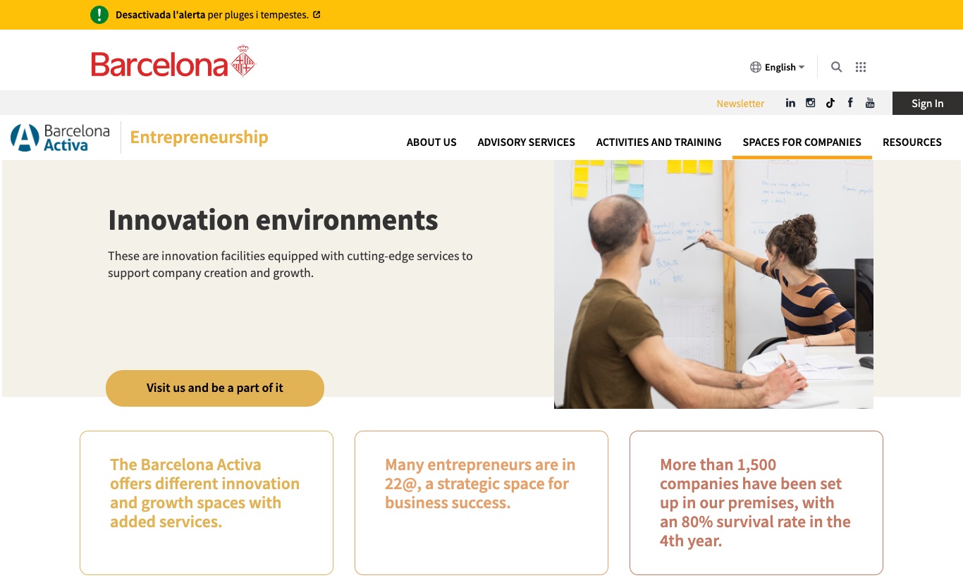 Barcelona Activa Startup Lab website, September 2026