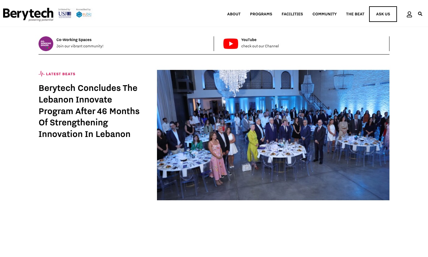 Berytech website, September 2026