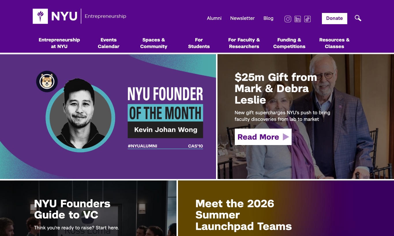 NYU Leslie eLab website, September 2026