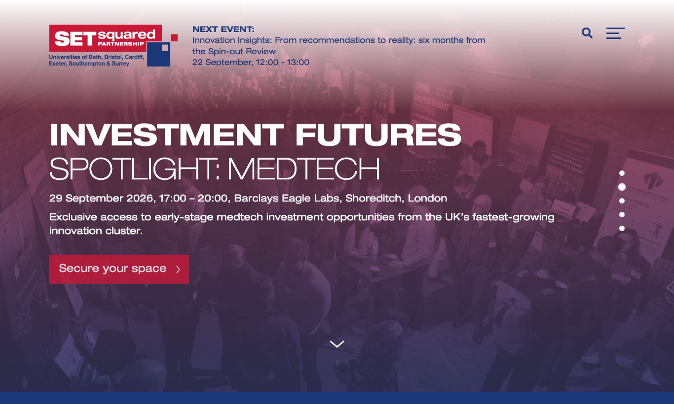 SETsquared website, September 2026
