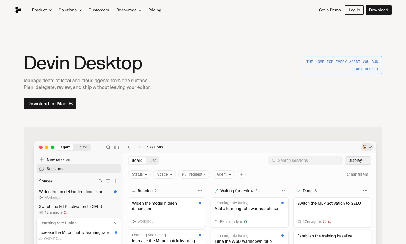 Devin Desktop website, September 2026