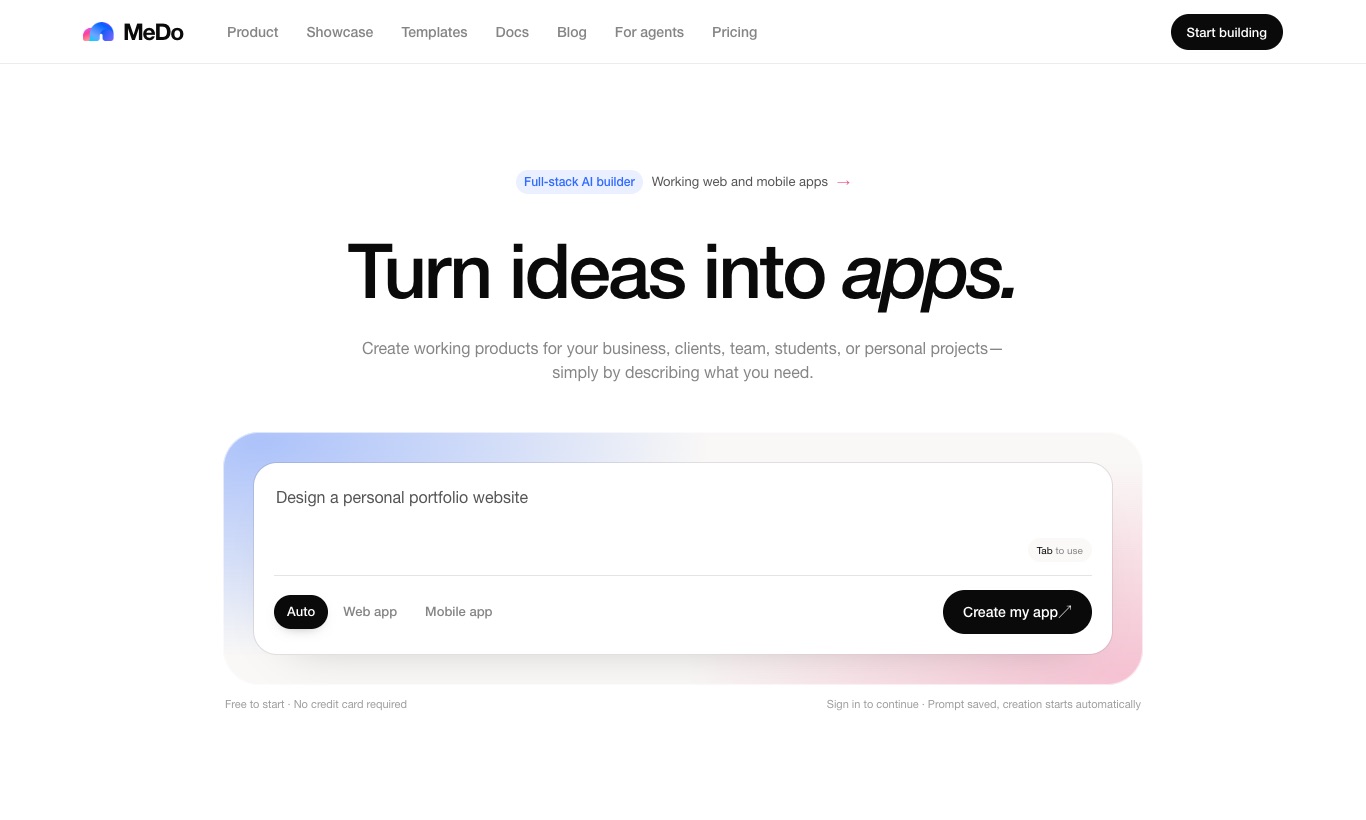 MeDo website, September 2026