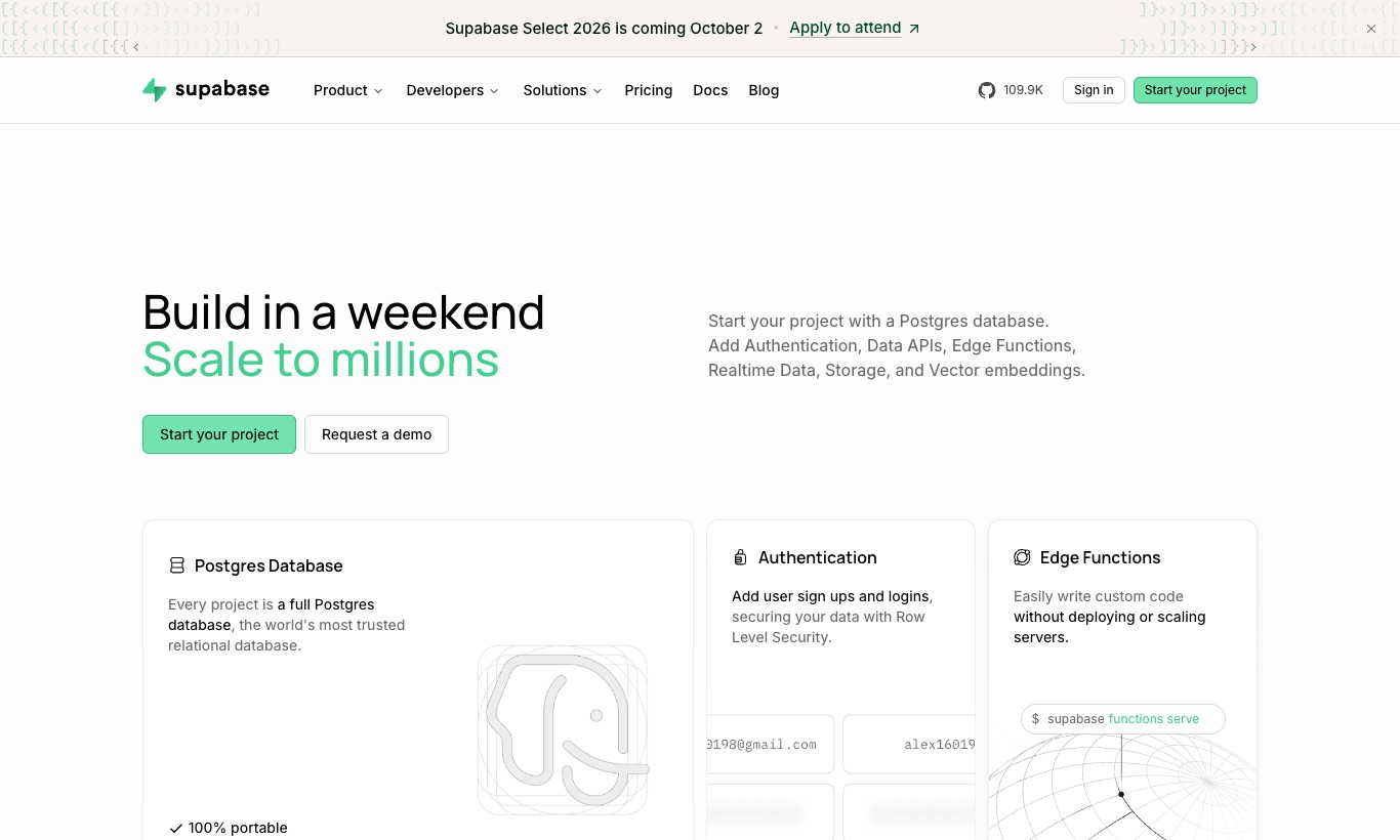 Supabase website, September 2026
