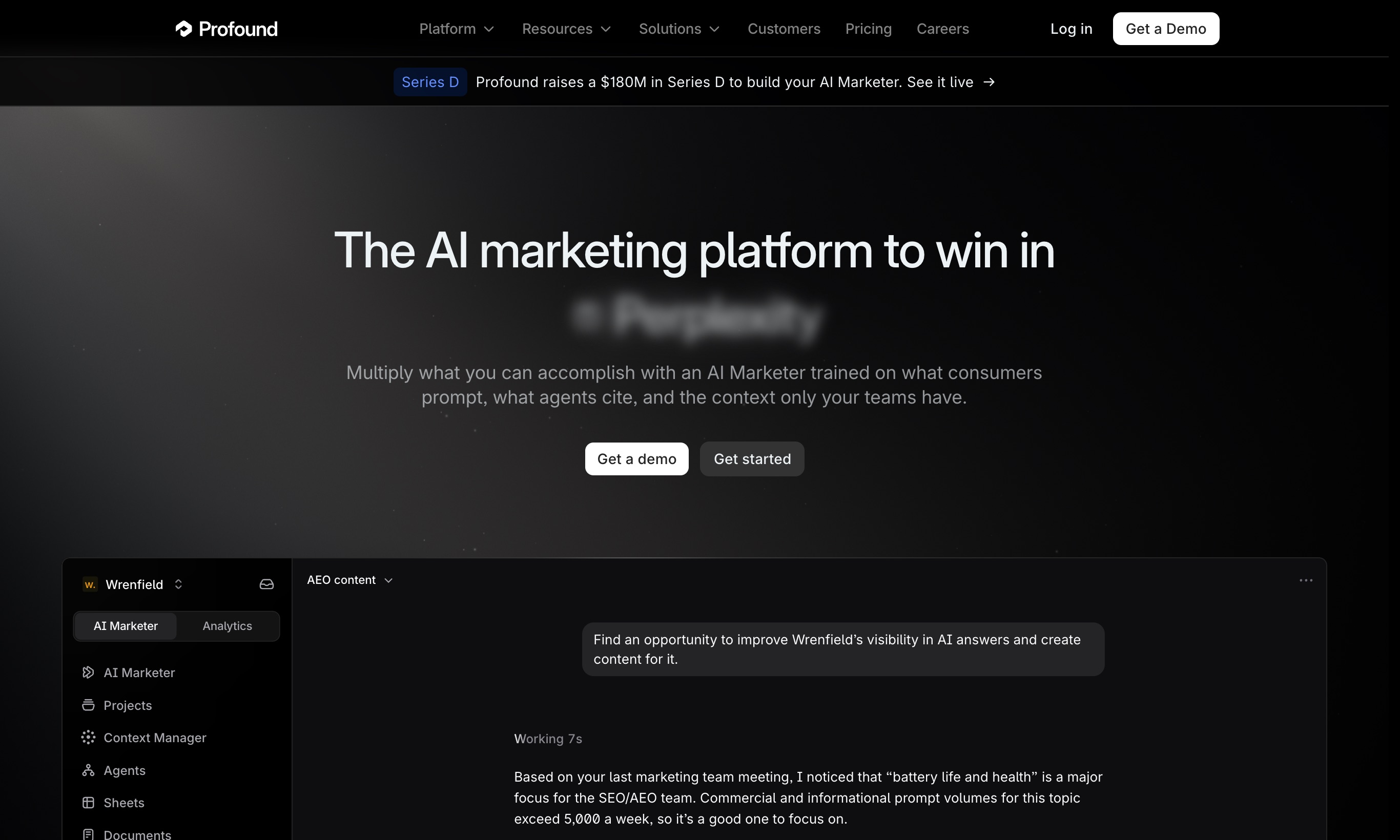 Profound homepage