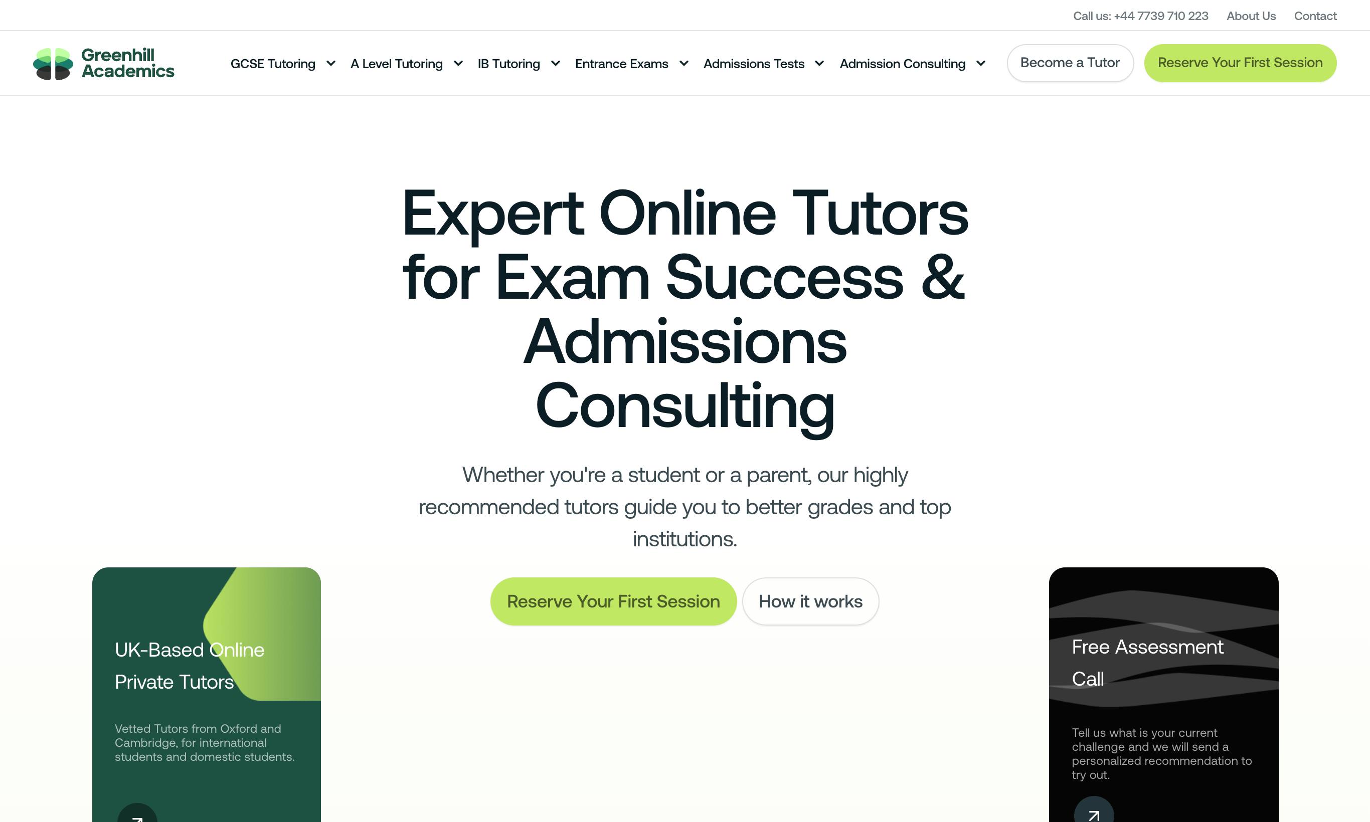 Greenhill Academics website