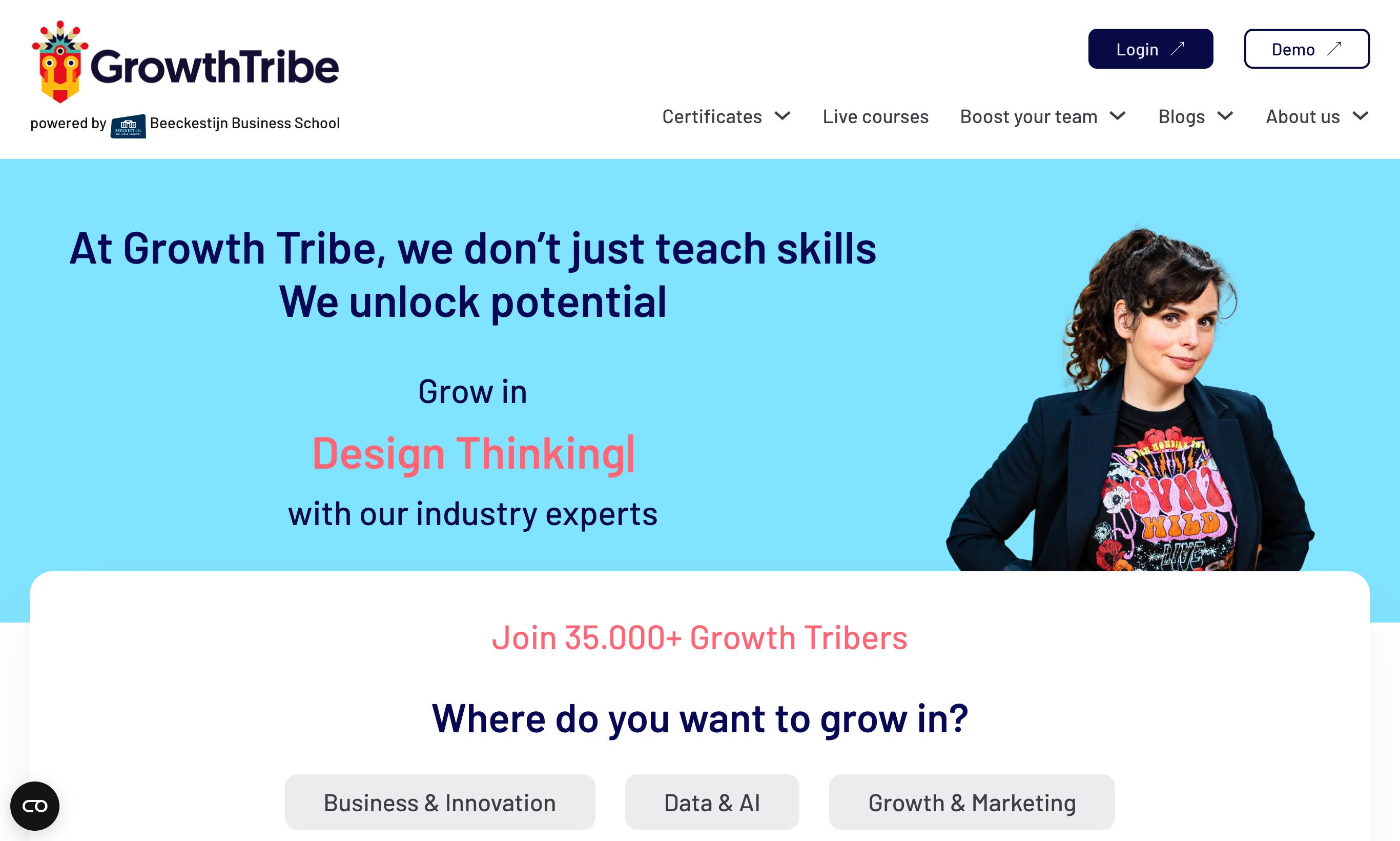 GrowthTribe homepage