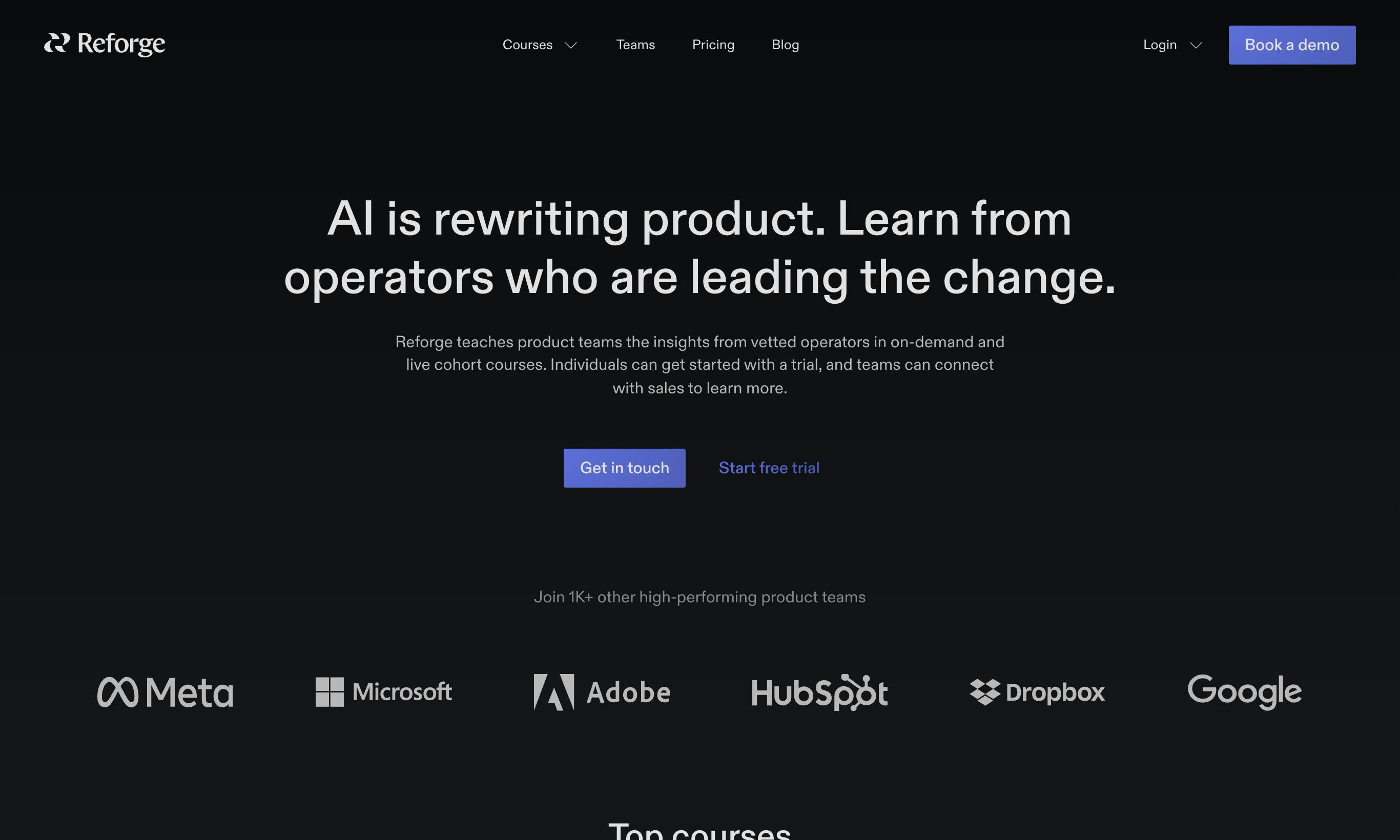 Reforge homepage