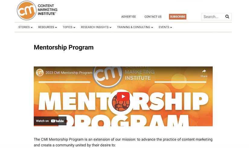 Content Marketing Institute mentorship program