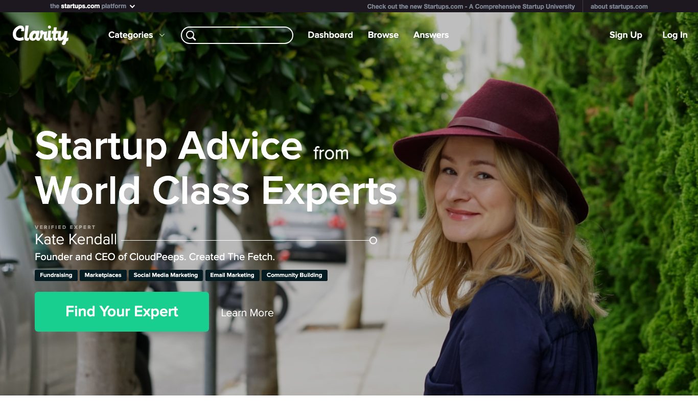 Clarity.fm homepage