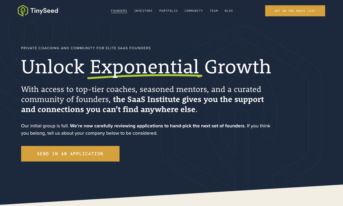 TinySeed SaaS Institute page