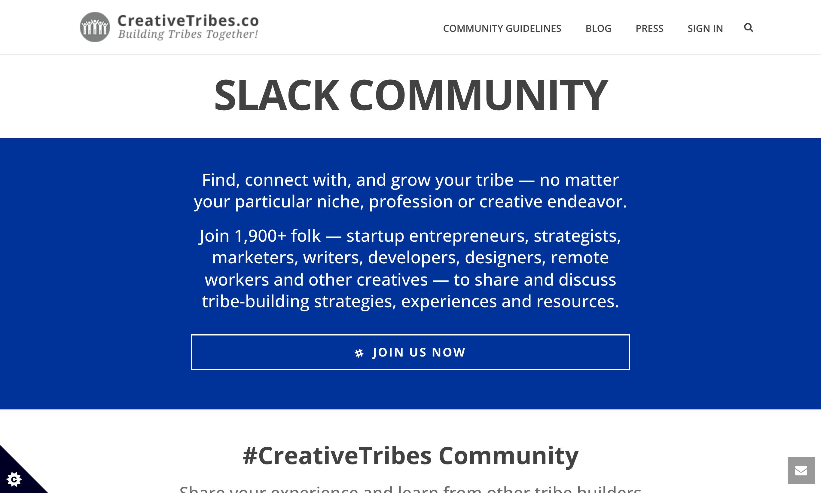 Creative Tribes homepage