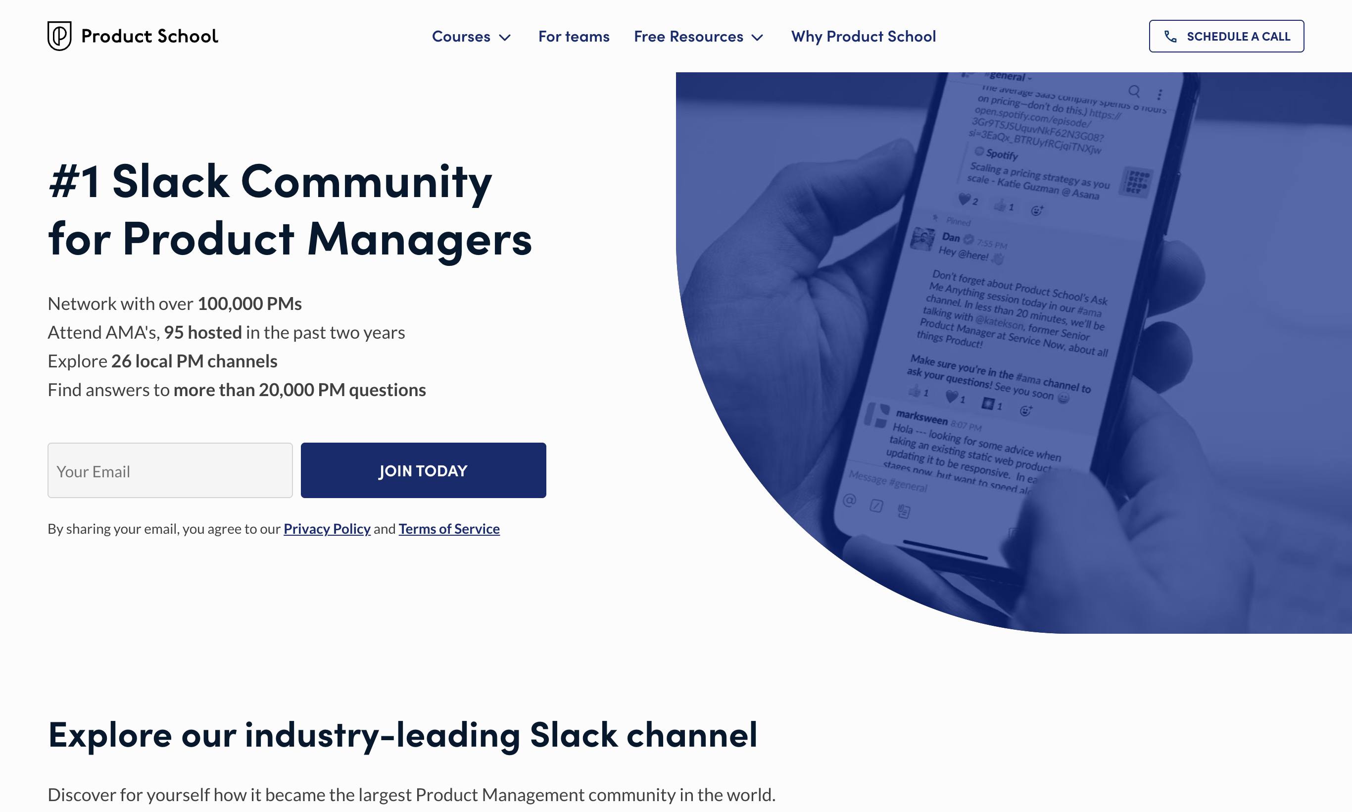 Product School homepage