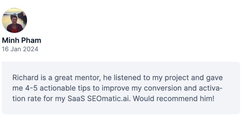 Minh Pham’s GrowthMentor review