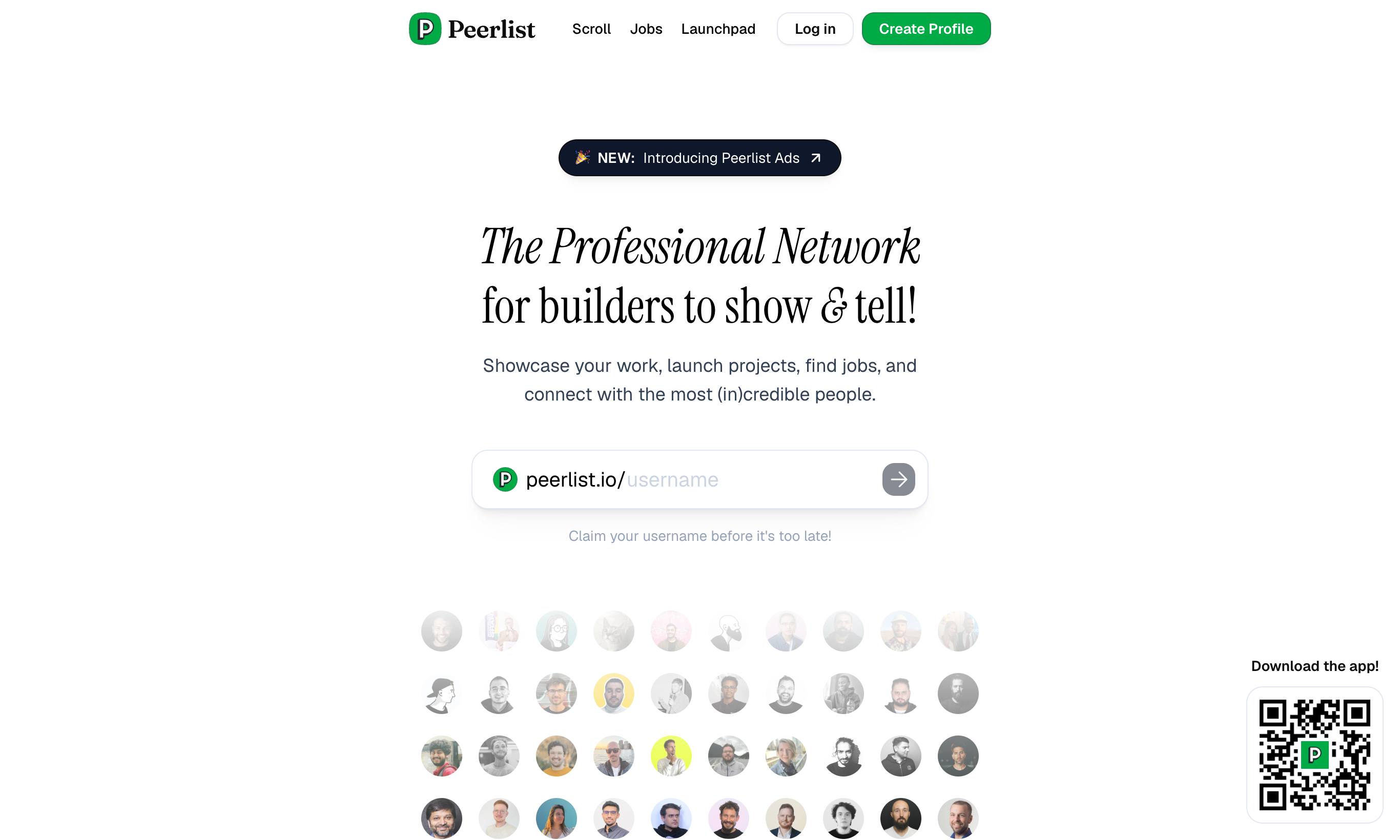 Peerlist homepage