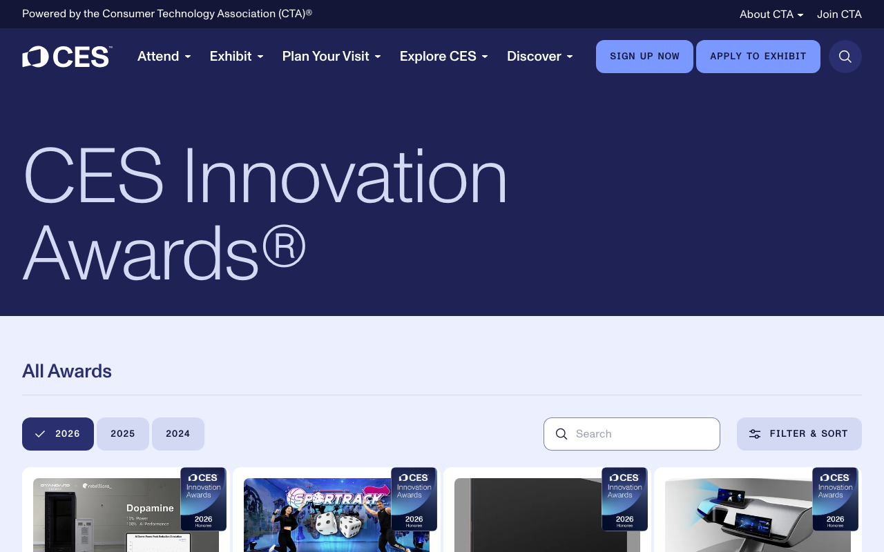 CES Innovation Awards website