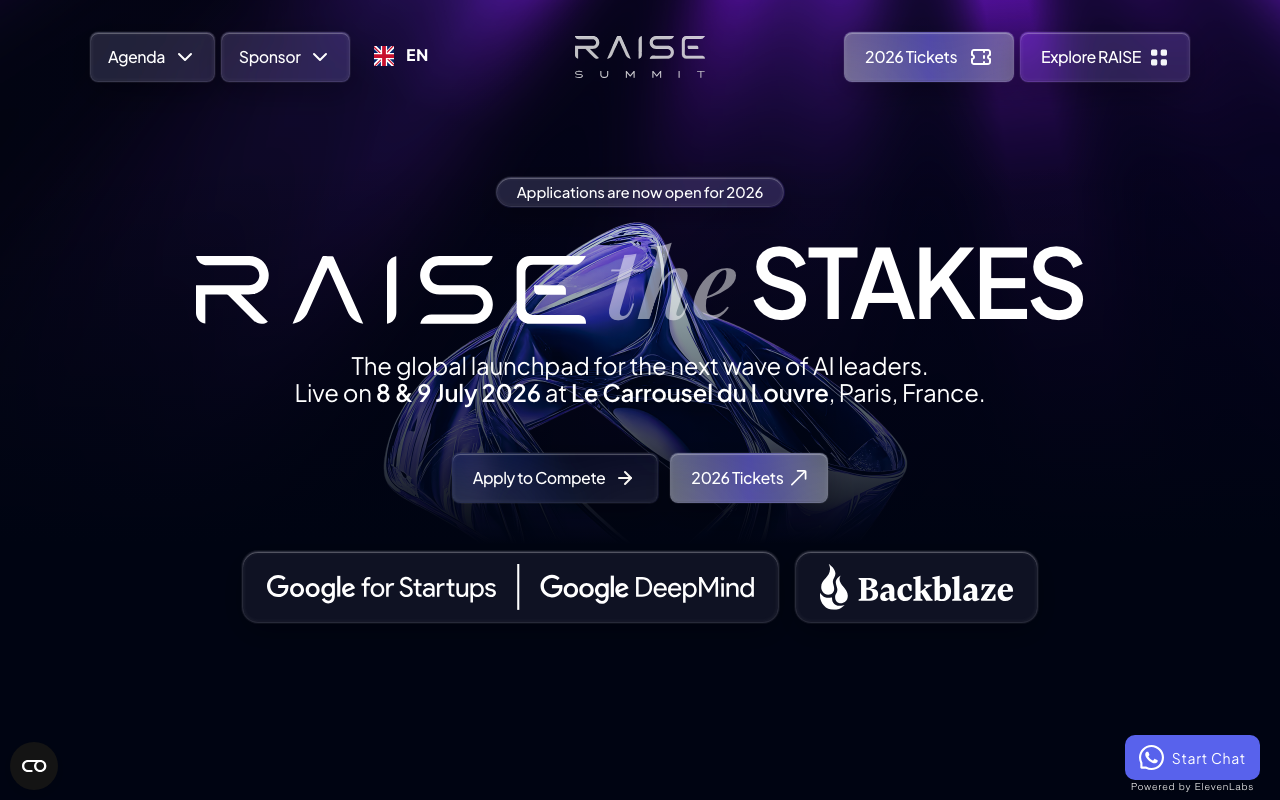 RAISE Summit – AI Startup Competition website