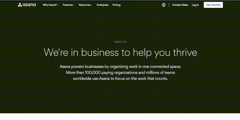 An overview of Asana's About us page