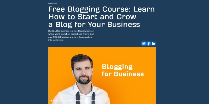 An overview of Ahrefs – Blogging for Business Content Marketing Course's main page
