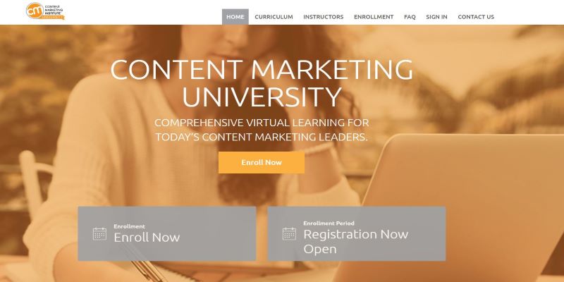 An overvidew of Content Marketing Institute Content Marketing Course's main page