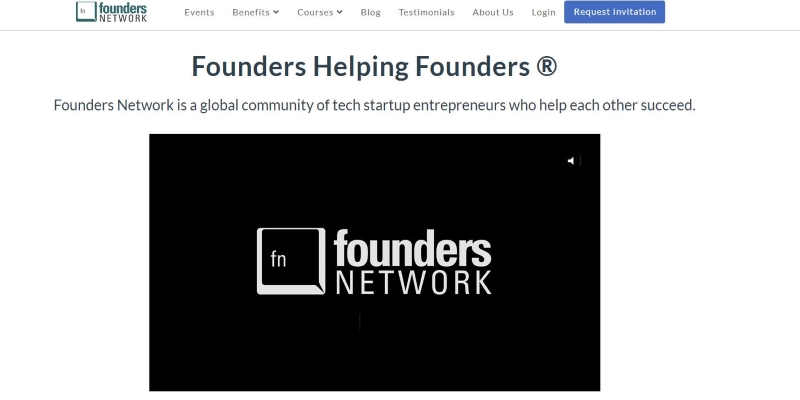 An overview of Founders Network Startup Community's main page