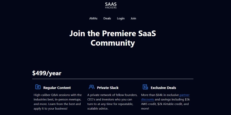 An overview of Latka SaaS Hackers Startup Community's main page