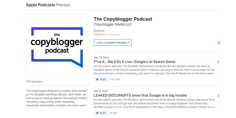 An overview of the Copyblogger Copywriting Podcast