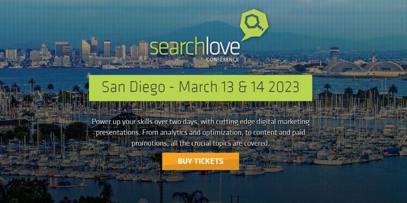 An overview of Search Love - San Diego 2023 Growth Marketing Conference Main page