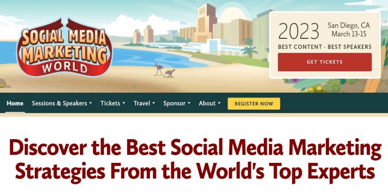 An overview of Social Media Marketing World 2023 Growth Marketing Conference Main page