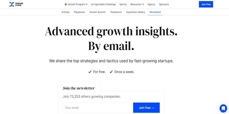 An overview of Demand Curve marketing newsletter main page