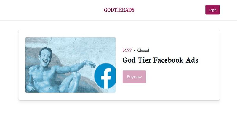An overview of the God Tier Facebook Ads course main page