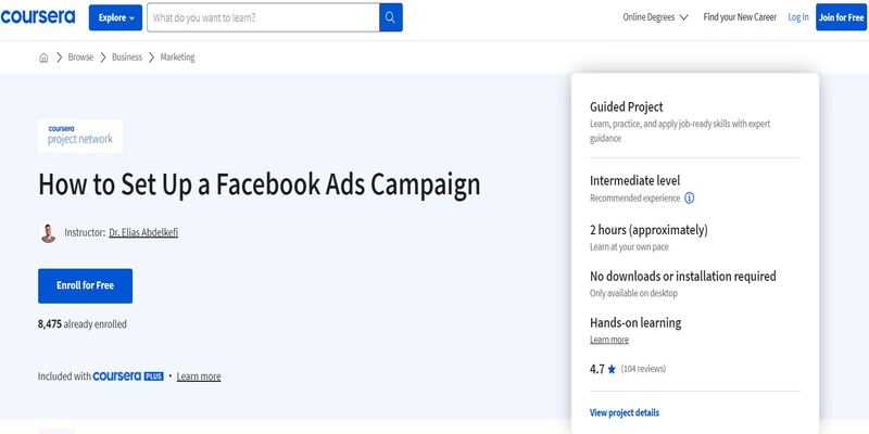 An overview of the How to Set Up a Facebook Ads Campaign Coursera Course