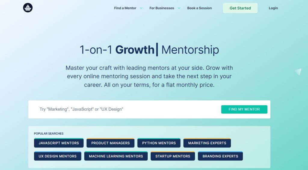 An overview of Mentorcruise Startup Advisor Main page