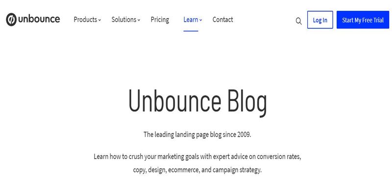 An overview of UnBounce marketing newsletter main page