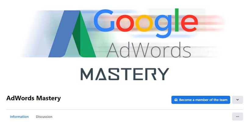 An overview of Adwords Mastery Marketing Community's main page