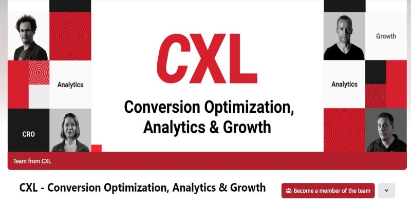 An overview of CXL Marketing Community's main page