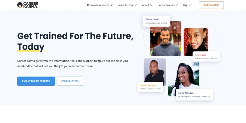 An overview of Career Karma's online Mentoring Platform main page