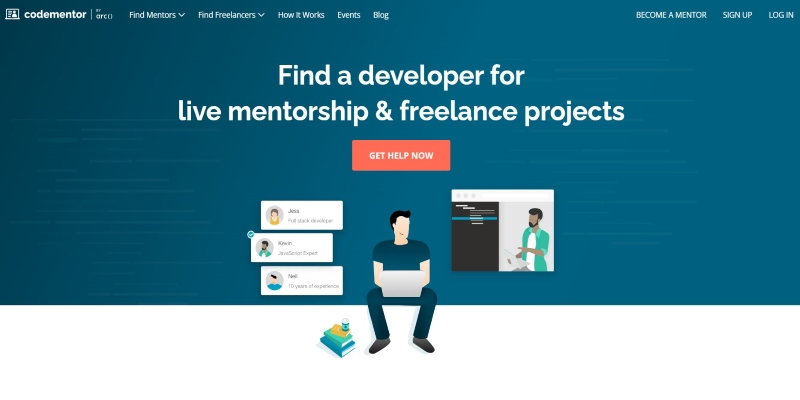 An overview of Codementor's online Mentoring Platform main page