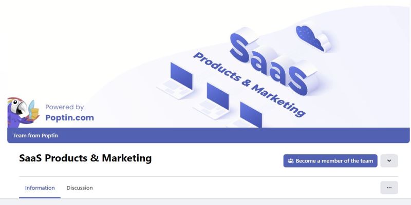 An overview of SaaS Products and Marketing Community's main page